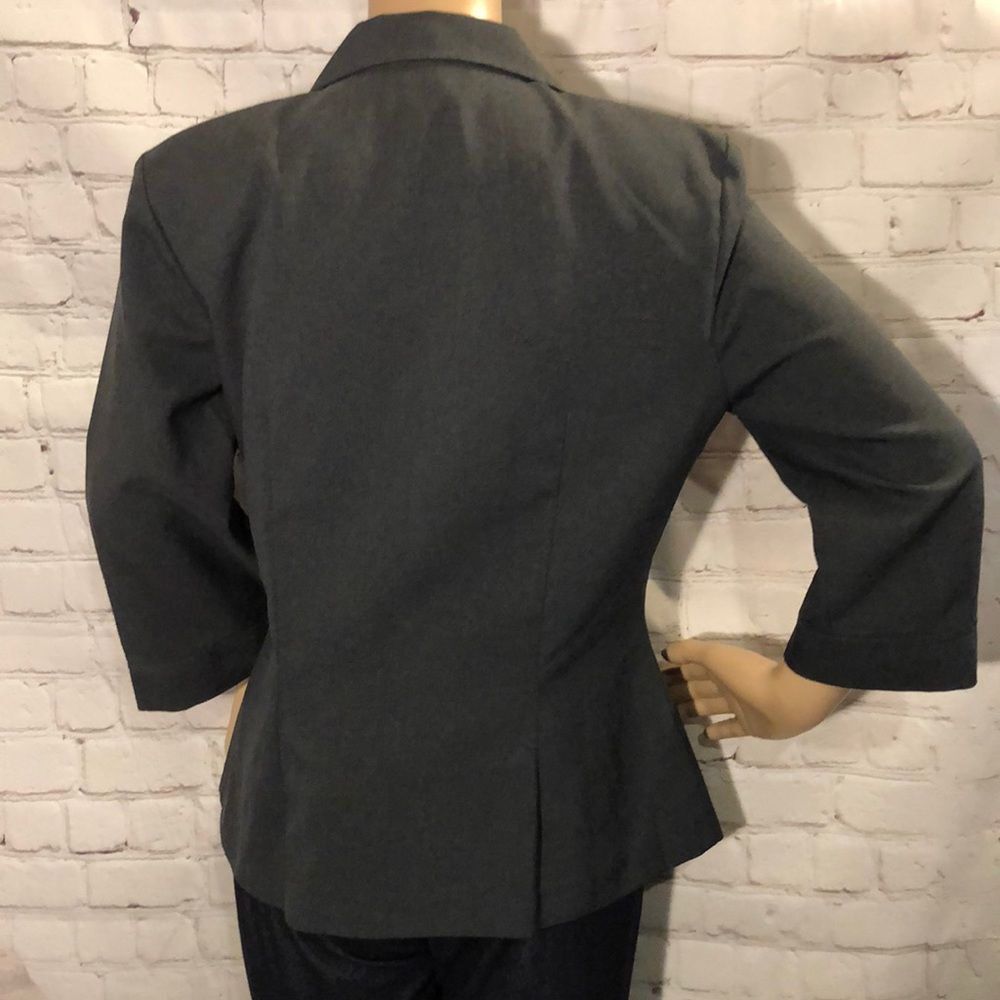 Vintage 1980s Brioche Blazer Gray with Leopard Print Collar 9/10 - Picture 7 of 8